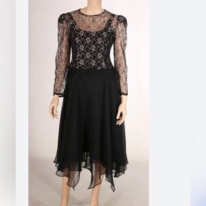 Cachet Black Lace Long Sleeve Dress